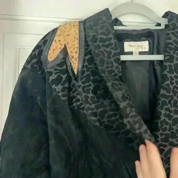 Vintage 80s West Bay Genuine Leather Jacket Size 8 (S/M), Animal Print Western - Picture 11 of 14